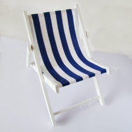 CHAISE LONGUE RAYEE BLANC BLEU