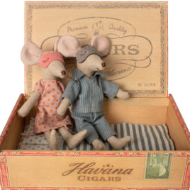 souris maileg maman et papa boite à cigares en bois