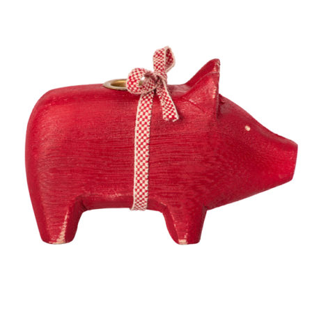 cochon maileg bougeoir rouge small wooden