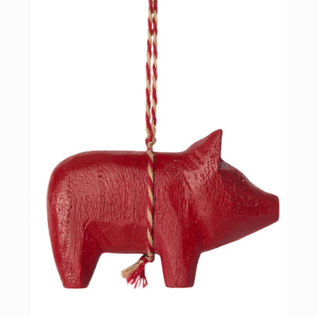 cochon maileg en bois rouge ornement decoration 14-0590-00