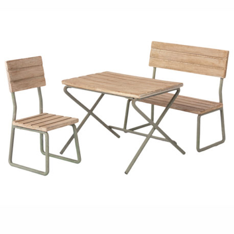 garden set, table w chair and bench maileg ensemble de jardin 11-1113-00