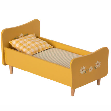 lit maileg jaune en bois Mini 11-1005-00 wooden bed mini yellow maileg