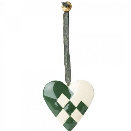 coeur metal maileg vert 14-2502-00 ornement décoratif à suspendre