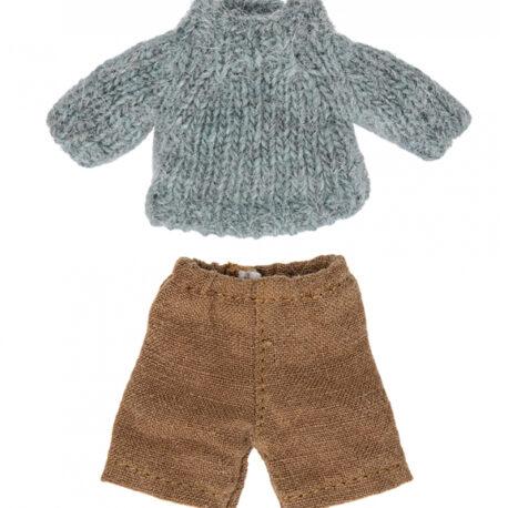 habit maileg pour souris big brother 17-2214-02 knitted sweater and pants